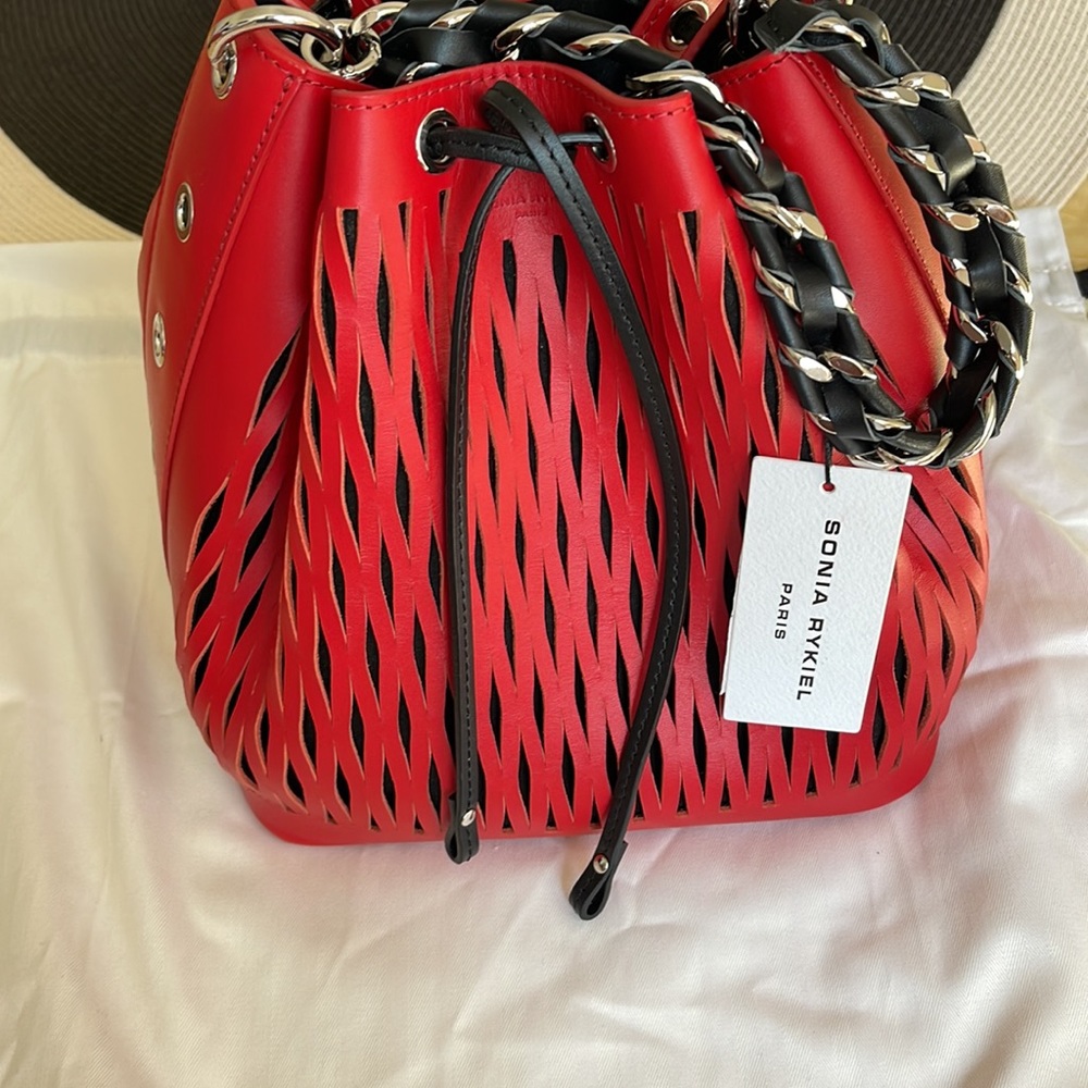 SONIA RYKIEL RED BUCKET BAG - Picture 2 of 4